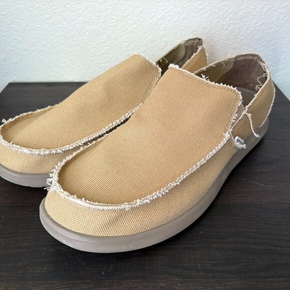 Crocs Santa Cruz Loafer Shoe Mens Size 15 Tan Canvas Slip On Moc Toe Lightweight - Picture 3 of 5